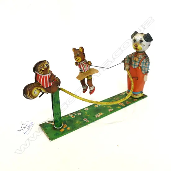 (19191) JAPANESE TIN PLATE ANIMAL SWING TOY VINTAGE