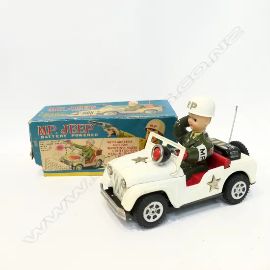 VINTAGE JAPANESE TINPLATE 'M.P. JEEP'. BOXED..