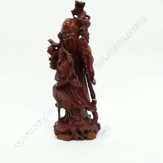 CHINESE CARVED WOODEN FIGURE OF A SAGE H 270 MM