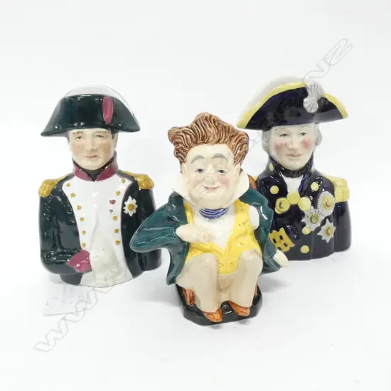 2 WOOD & SONS CHARACTER JUGS + A TOBY H. 155MM