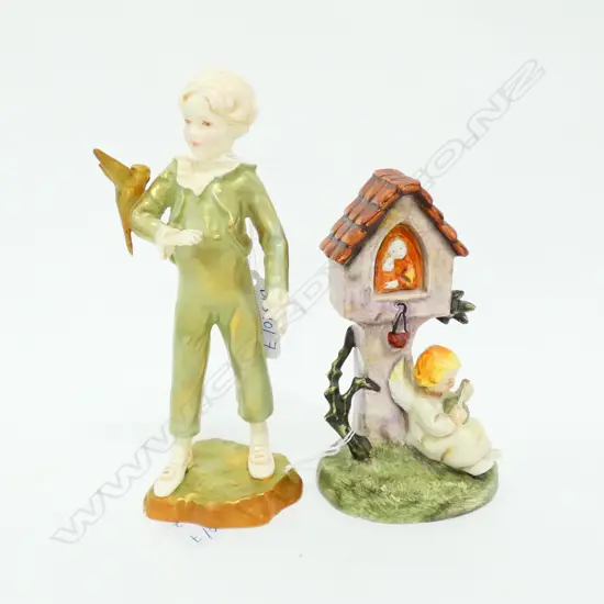 R/WORCESTER BOY AND PARAKEET FIGURE & GOEBEL FIGURE BOTH AF