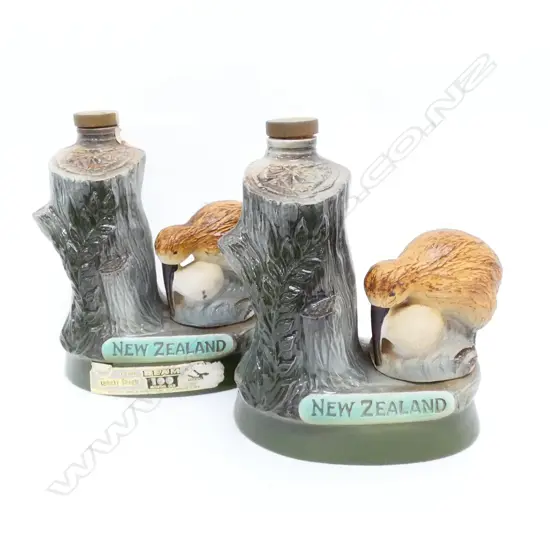 PAIR JIM BEAM DECANTERS, NZ THEME 