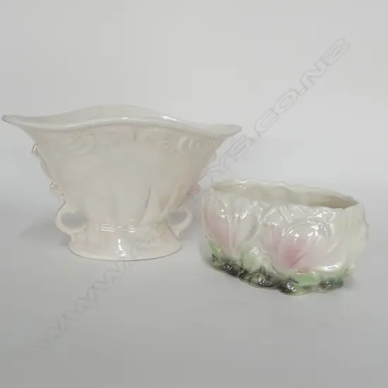 2 WHITE LUSTRE VASES 1 TITIAN STUDIOS + POSSIBLY OTHER IS TOO