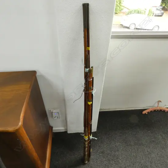 LGE SEL. VINTAGE FISHING RODS MAINLY WOODEN