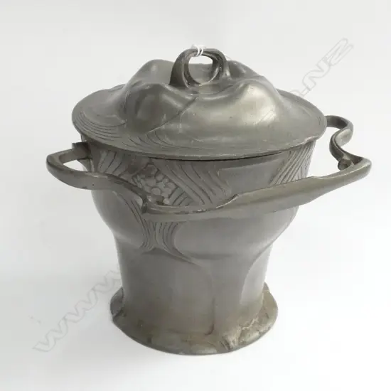 ORIVIT PEWTER JUGENDSTIL BISCUIT BOX H.160mm