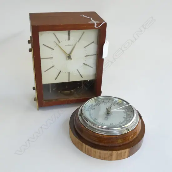 VINTAGE HETTICH BATTERY CLOCK + BAROMETER