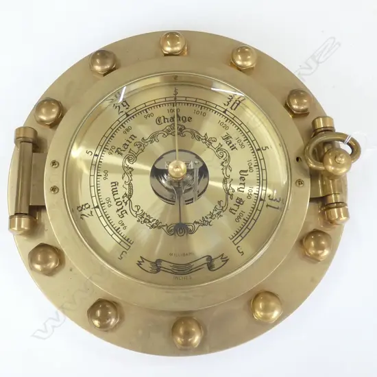 BRASS PORTHOLE BAROMETER, DIA. 235MM