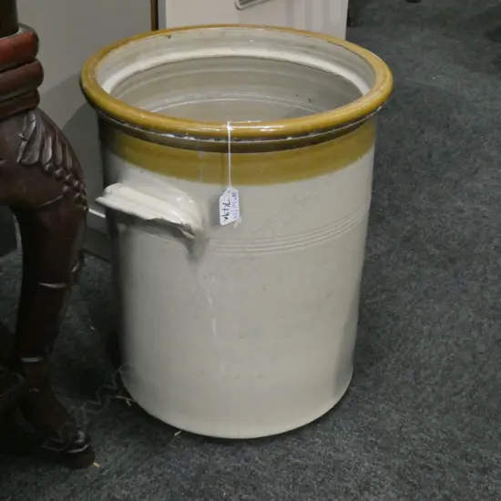 CERAMIC CROCK, HANDLE CHIPPED H. 390MM