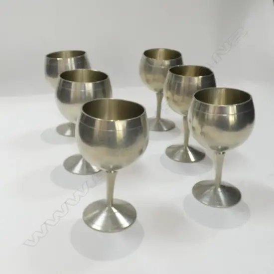 6 PEWTER WINE GOBLETS