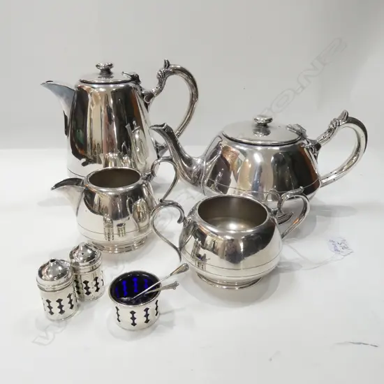 4 PC EP TEA SERVICE + 3 CONDIMENTS