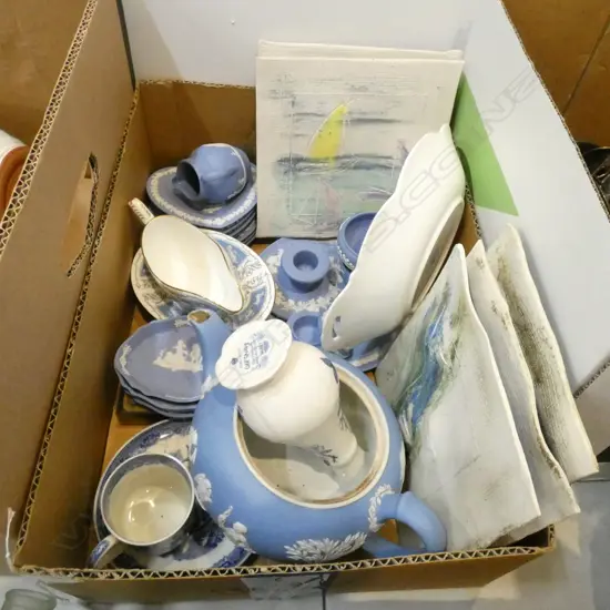 BOX LOT ASST. WEDGWOOD, B/W ETC