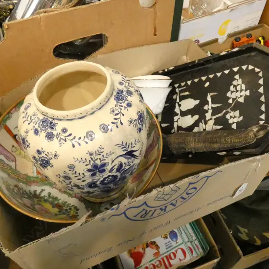 FAMILLE ROSE BOWL, AND OTHER CHINA, ETC