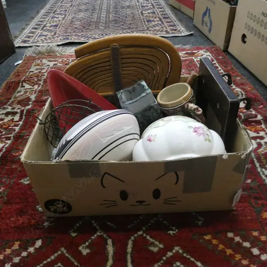 ASST. BOX OF POTTERY & OTHER ITEMS