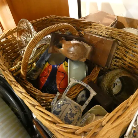 2 WICKER BASKET & ASST. CONTENTS