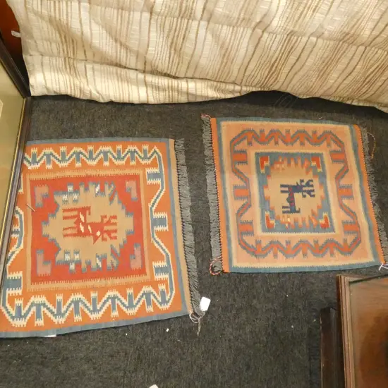 2 KELIM SMALL RUGS AFGHANISTAN 500X500mm