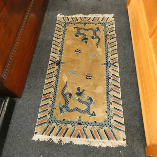 HANDKNOTTED WOOL PILE CHINESE RUG 1400 X 700MM
