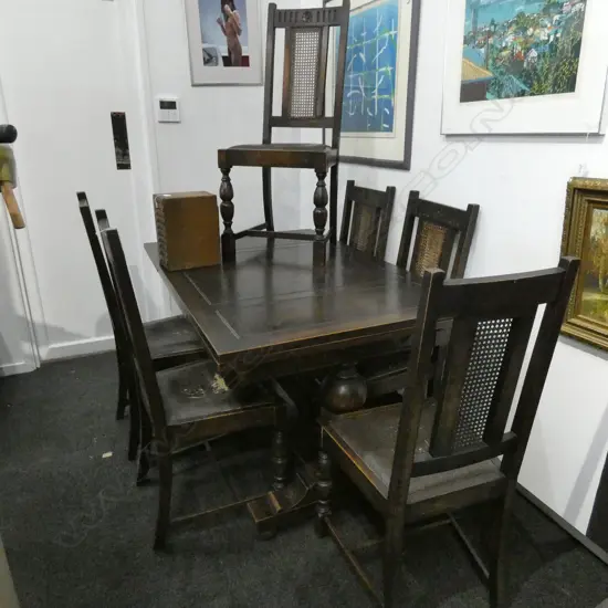 OAK DINING TABLE (EXTENDABLE) L. 1370MM & 6 CHAIRS