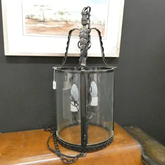 GLASS LANTERN LIGHT FITTING H. 510MM