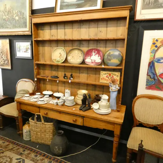 PINE HUTCH DRESSER WITH TABLE BASE DRAWER LOOSE H 2220 MM