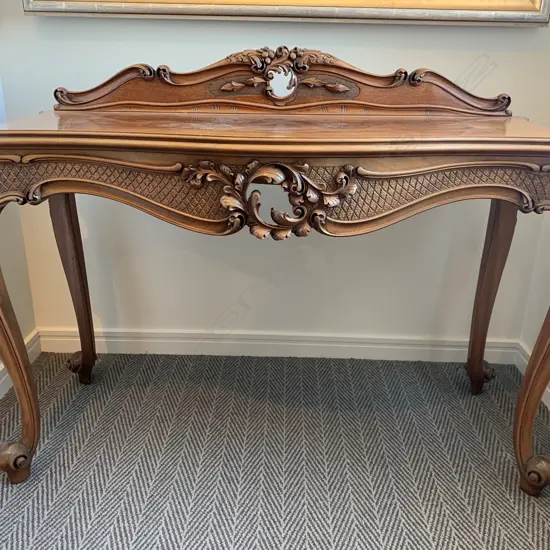 ROCOCO CARVED WALNUT CONSOLE TABLE
