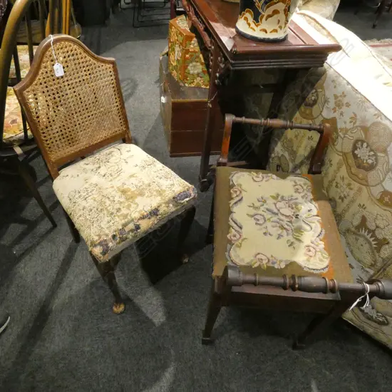 NEEDLEPOINT PIANO STOOL W. 620MM + CHAIR