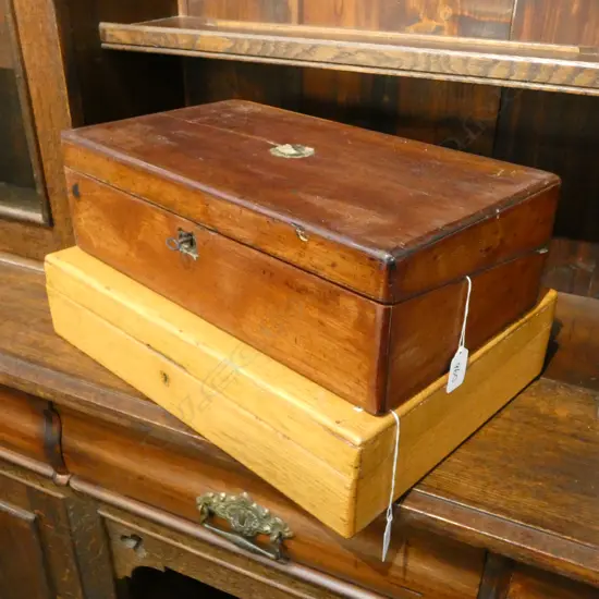 PAUA INLAID WRITING SLOP[E + OAK BOX L 40 MM FAULTS