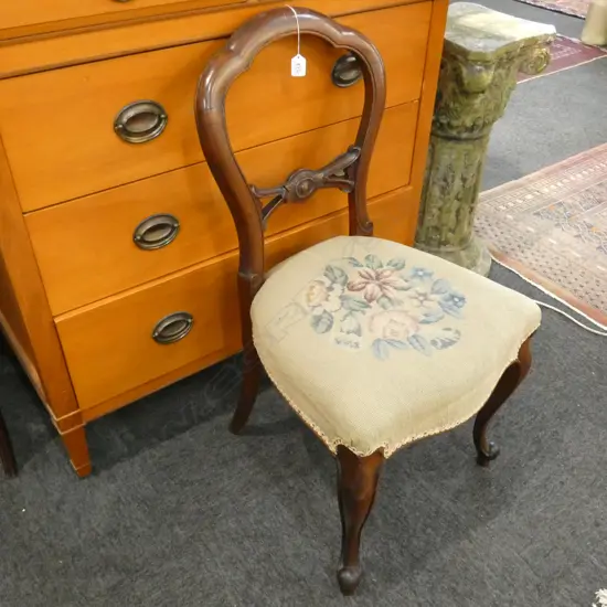 NEEDLEPOINT BALLOON BACK CHAIR