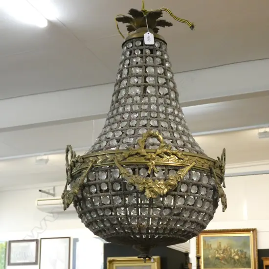 LARGE BASKET AND WATERFALL CHANDELIER