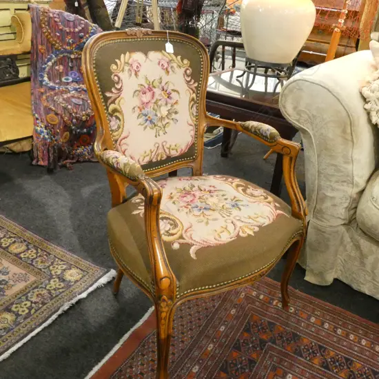 TAPESTRY UPHOLSTERED FAUTEUIL CHAIR