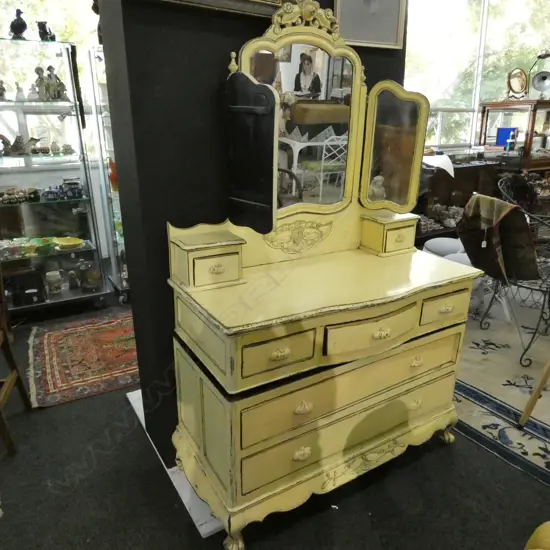 CHINESE YELLOW DRESSER WITH MIRROR W. 1115MM 