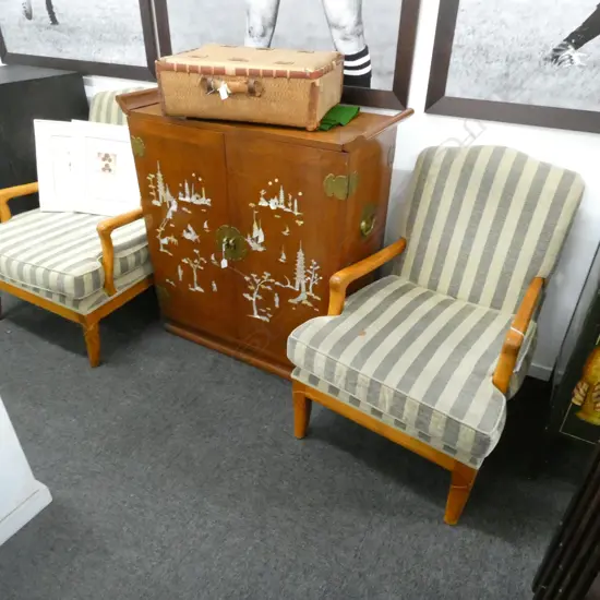 PR OF UPHOLSTERED ARMCHAIRS