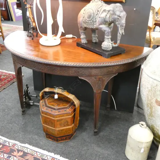 CHIPPENDALE STYLE MAHOGANY D-SHAPE CONSOLE TABLE TOP AF W. 1480MM