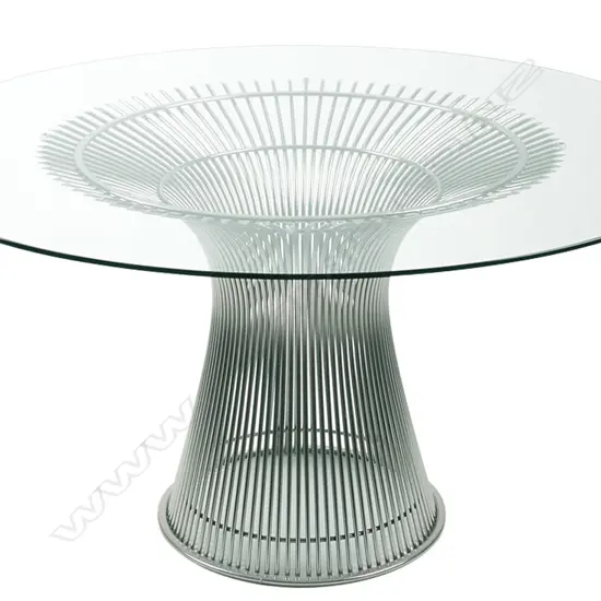 ICONIC MID-CENTURY DESIGN CHROME BASE GLASS TOP ROUND DINING TABLE