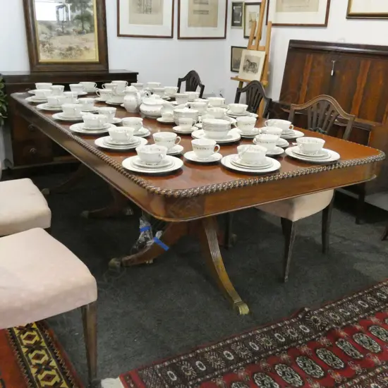 TWIN PEDESTAL REGENCY STYLE DINING TABLE L. 2410MM