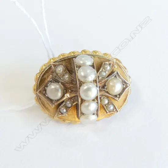 ANTIQUE GOLD & PEARL BROOCH 4.85GMS