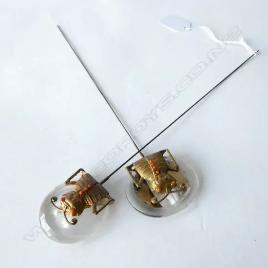 PAIR OF ART DECO BUG HATPINS