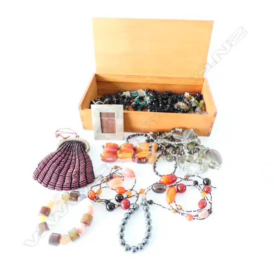 KAURI BOX OF COSTUME JEWELRY 