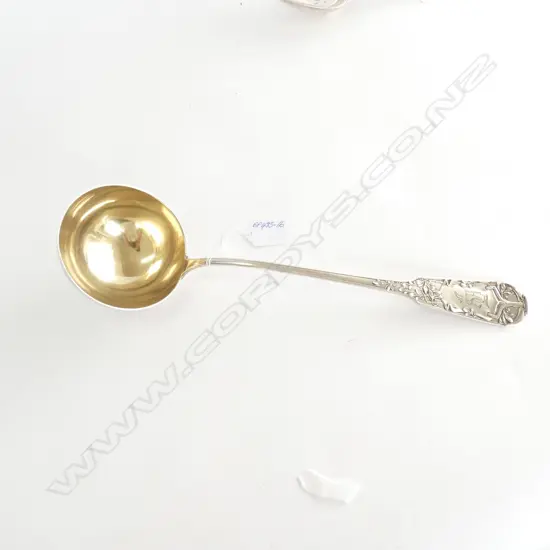 19THC SILVER PLATE EURO SOUP LADLE GILDED BOWL