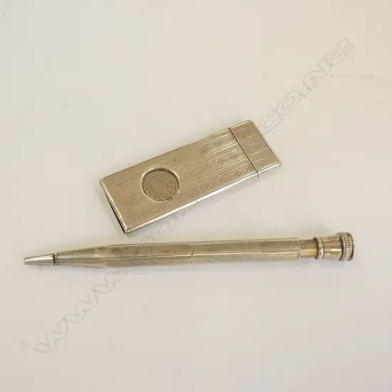 GERMAN SILVER CIGAR CUTTER & SILVER PROPELLING PENCIL