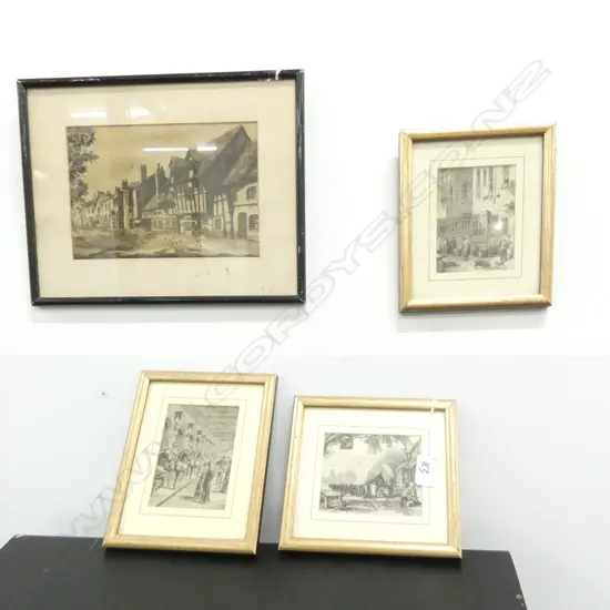 4 ENGLISH ENGRAVINGS 240 X 310MM