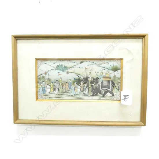 HAND PAINTED IVORY PANEL OF SHAH JAHAN AND ENTOURAGE 100 X 200 MM