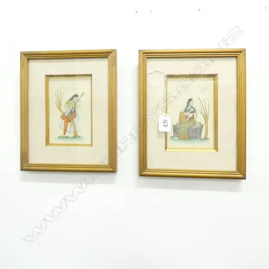 A PAIR OF INDIAN FRAMED W/COLOURS H 150 MM
