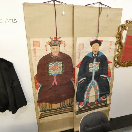 PR CHINESE WATERCOLOUR SCROLLS, EMPEROR & EMPRESS AF 1900 X 715MM