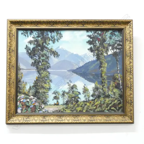 G M PETTIGREW ACRYLIC LAKE KANIERE 460 X 580mm