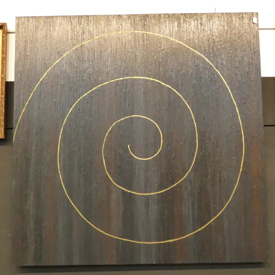 LARGE BLACK SPIRAL TEXTURED OIL PAINTING 1470X1470