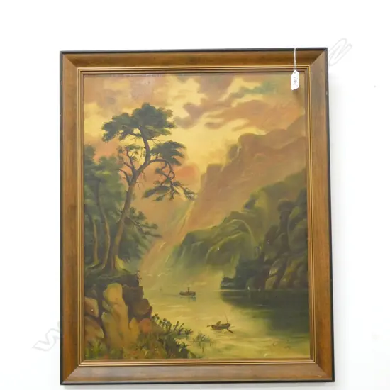 H.E. AVERY OIL PAINTING 'THE TRUSSACHS' 1924. 55 X 435mm