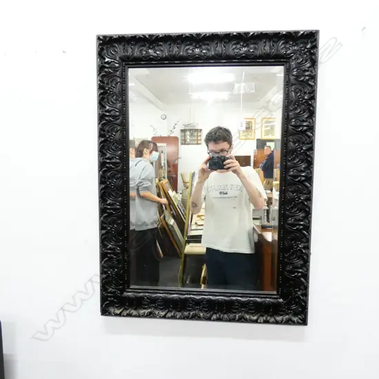 ORNATE BLACK FRAME BEVELLED MIRROR 830 X 615MM