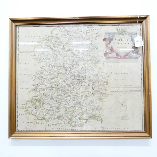 MAP OF SHROPSHIRE BY ROBERT MORDEN 465 X 400MM 