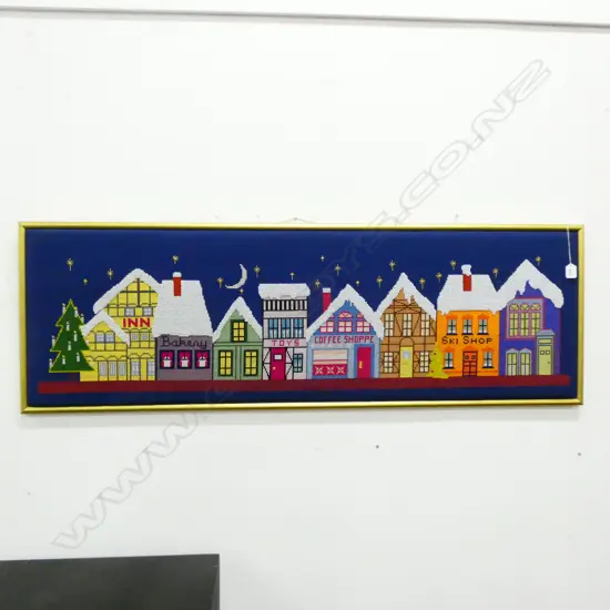 FRAMED EMBROIDERY OF SHOPS L 1400 MM