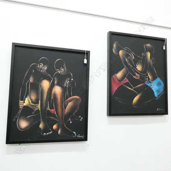 PR SIGNED AFRICAN NUDES ACYRLIC ON CANVAS 720 X 590MM
